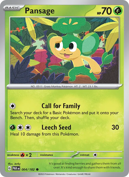 Pansage Normal 004/182 Paradox Rift Pokémon Card