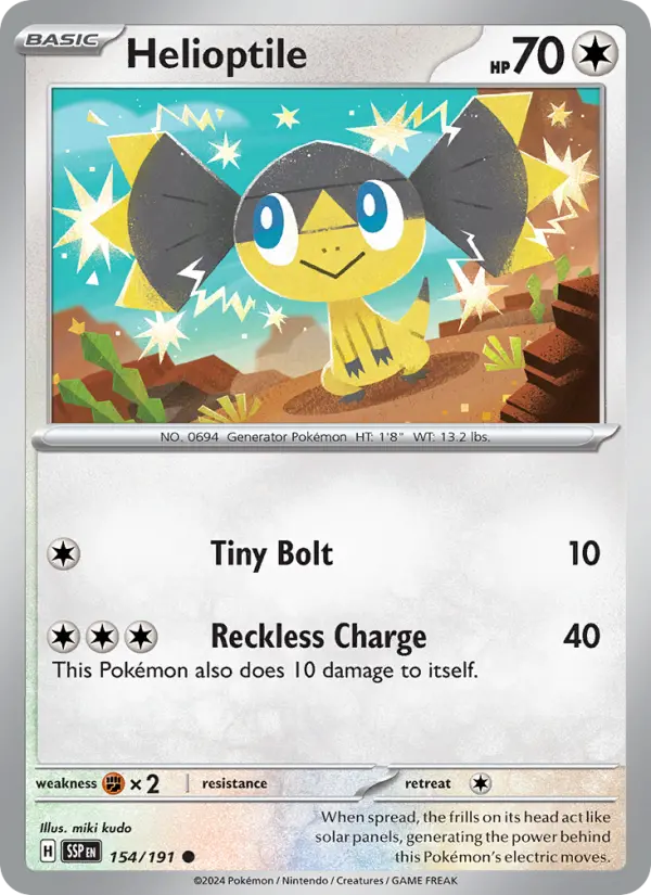 Helioptile Reverse Holo 154/191 Surging Sparks Pokémon Card