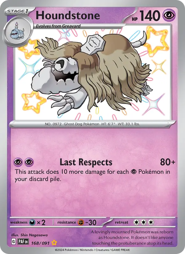 Houndstone Holo 168/91 Paldean Fates Pokémon Card