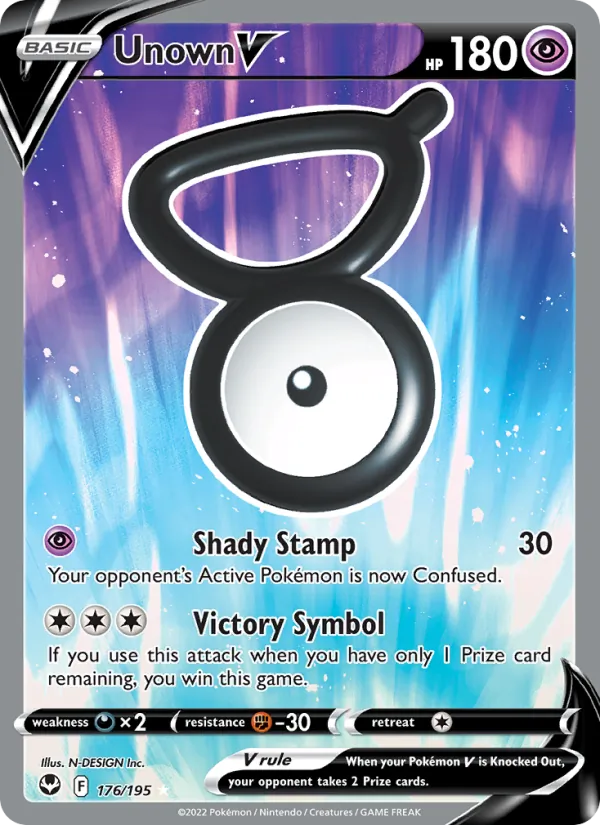 Unown V Holo 176/195 Silver Tempest Pokémon Card