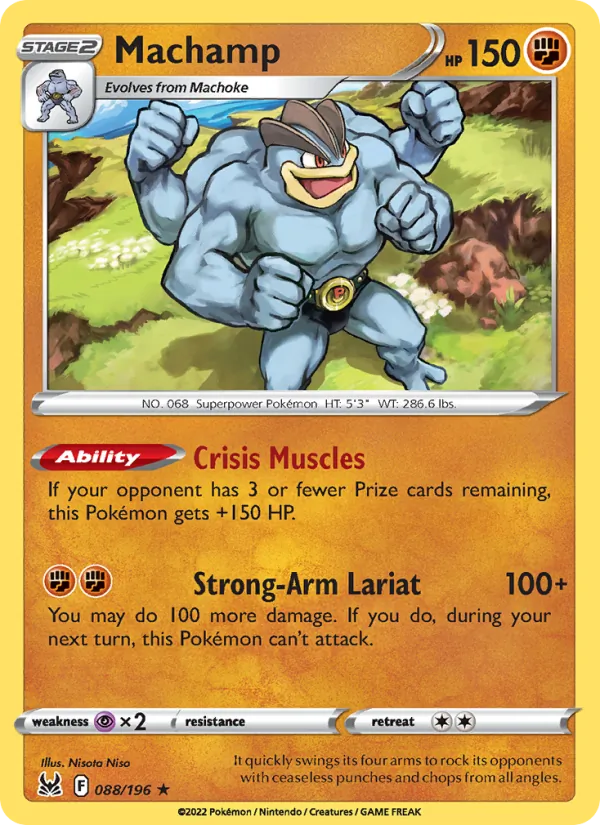 Machamp Reverse Holo 088/196 Lost Origin Pokémon Card