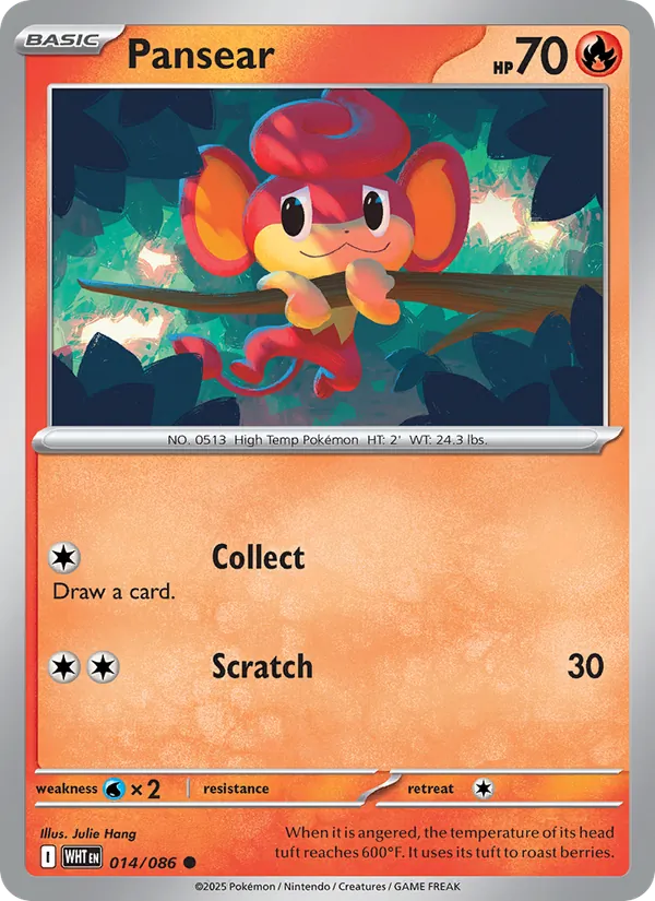 Pansear Normal 014/86 White Flare Pokémon Card