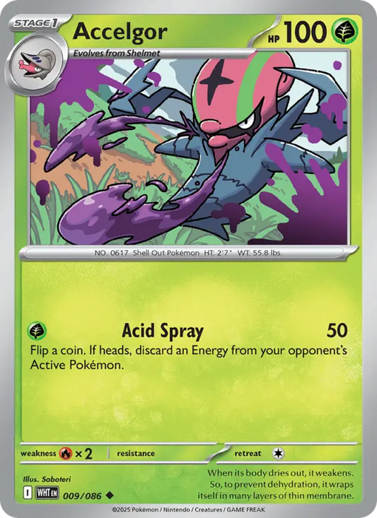 Accelgor Reverse Holo 009/86 White Flare Pokémon Card