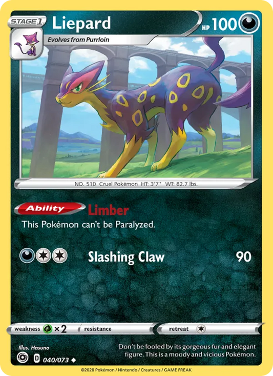 Liepard Reverse Holo 040/73 Champion's Path Pokémon Card