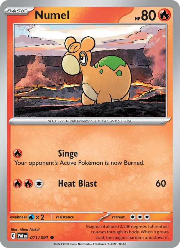 Numel Reverse Holo 011/91 Paldean Fates Pokémon Card