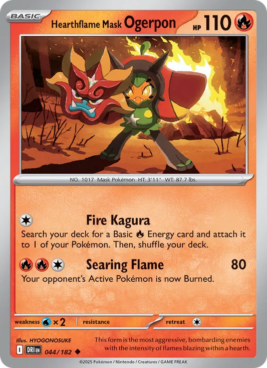 Hearthflame Mask Ogerpon Normal 044/182 Destined Rivals Pokémon Card