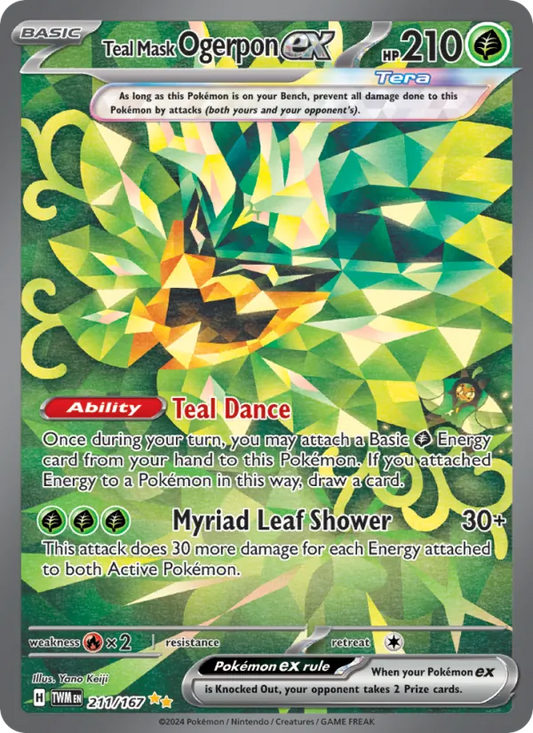 Teal Mask Ogerpon ex Holo 211/167 Twilight Masquerade Pokémon Card