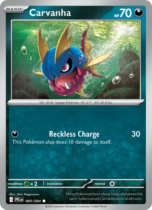 Carvanha Normal 060/94 Phantasmal Flames Pokémon Card