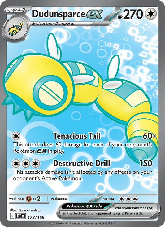 Dudunsparce ex Holo 178/159 Journey Together Pokémon Card