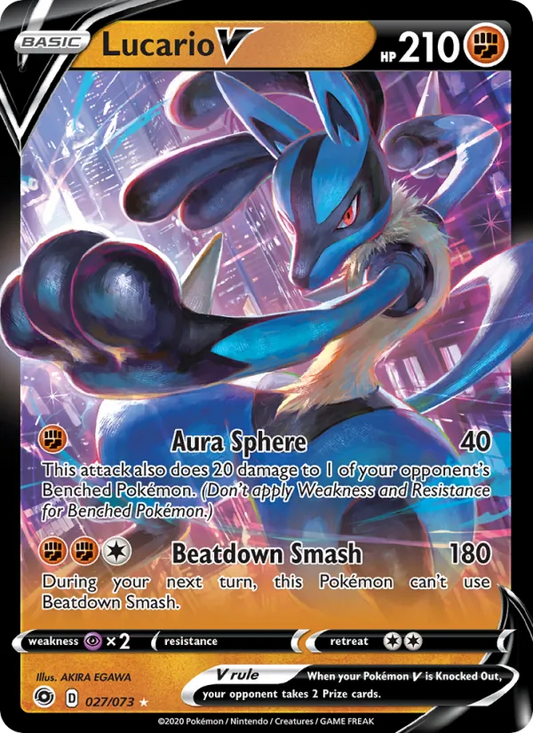 Lucario V Holo 027/73 Champion's Path Pokémon Card