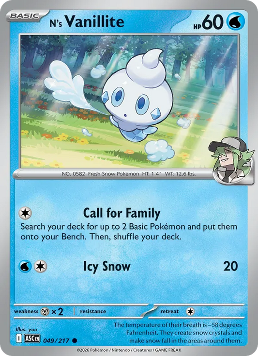 N's Vanillite Normal 049/217 Ascended Heroes Pokémon Card
