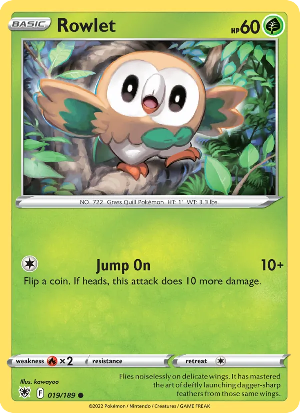Rowlet Reverse Holo 019/189 Astral Radiance Pokémon Card
