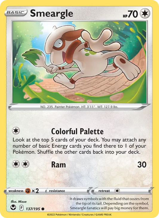 Smeargle Normal 137/195 Silver Tempest Pokémon Card