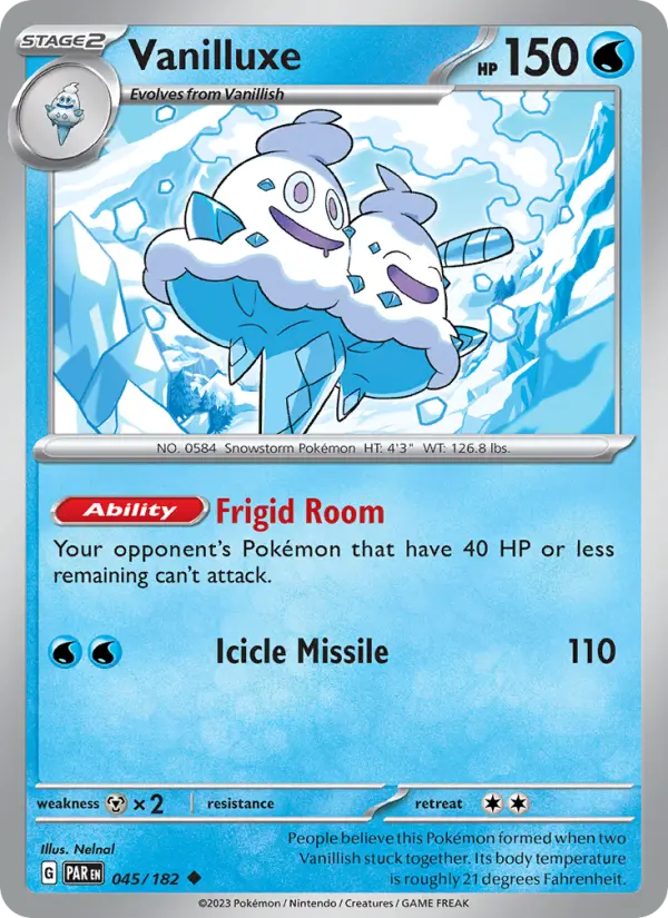 Vanilluxe Reverse Holo 045/182 Paradox Rift Pokémon Card