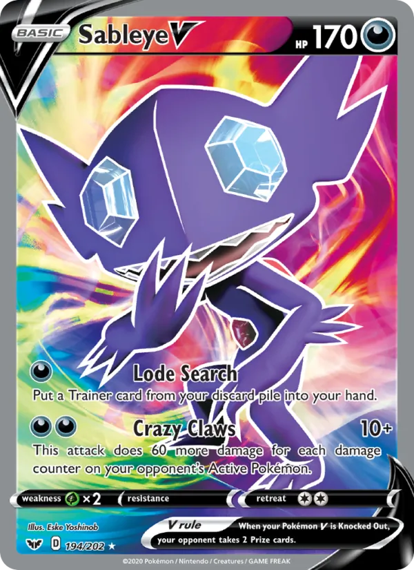 Sableye V Holo 194/202 Sword & Shield Pokémon Card