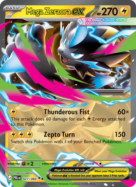 Mega Zeraora ex Holo 027/84 Pitch Black Pokémon Card