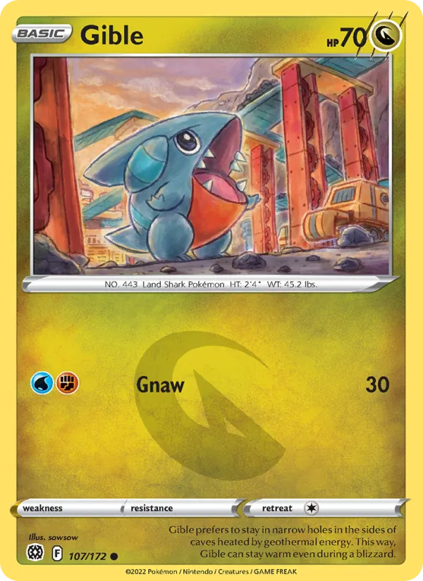 Gible Reverse Holo 107/172 Brilliant Stars Pokémon Card