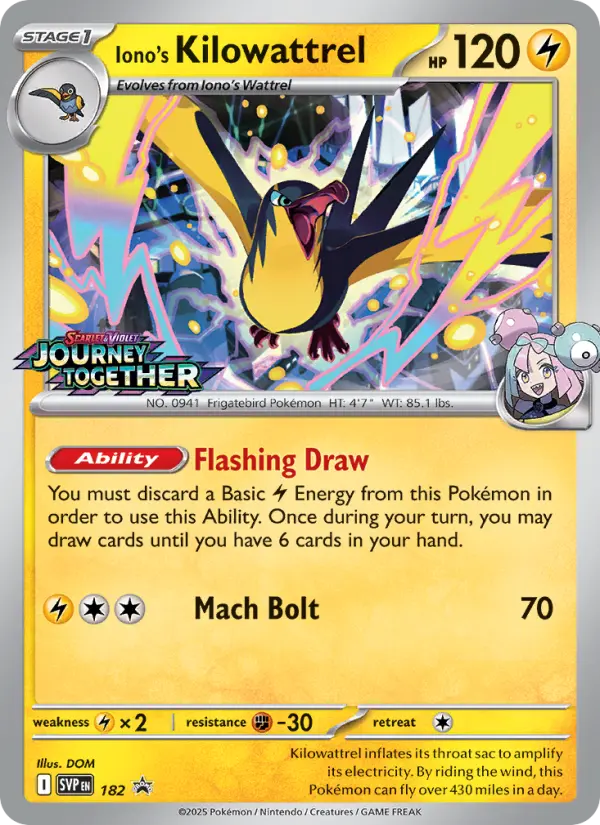 Iono's Kilowattrel Non-Foil 182/225 SVP Black Star Promos Pokémon Card