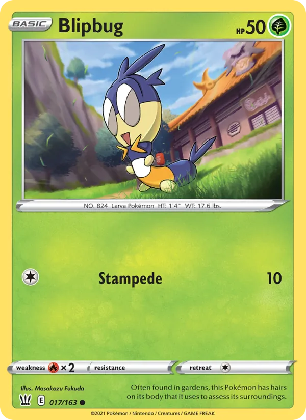 Blipbug Reverse Holo 017/163 Battle Styles Pokémon Card