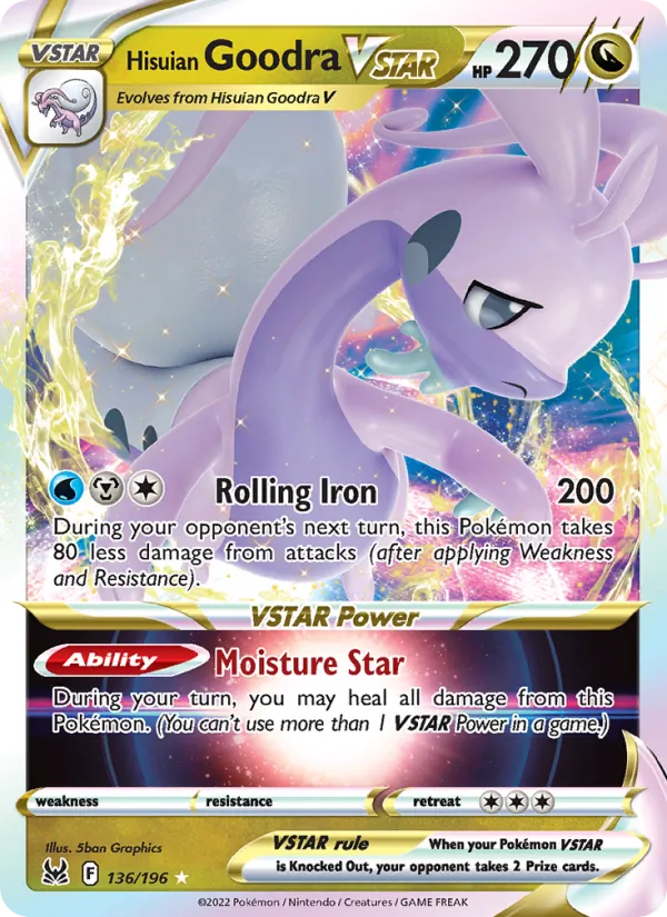 Hisuian Goodra VSTAR Holo 136/196 Lost Origin Pokémon Card