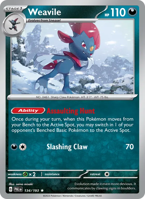 Weavile Holo 134/193 Paldea Evolved Pokémon Card