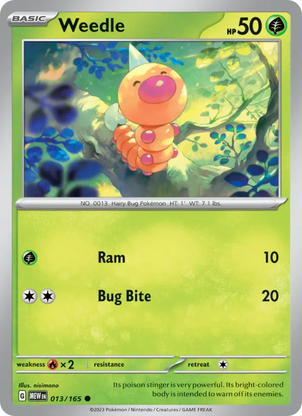 Weedle Reverse Holo 013/165 151 Pokémon Card