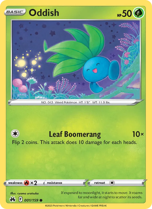 Oddish Reverse Holo 001/159 Crown Zenith Pokémon Card