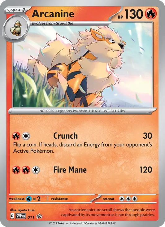 Arcanine Non-Foil 011/225 SVP Black Star Promos Pokémon Card
