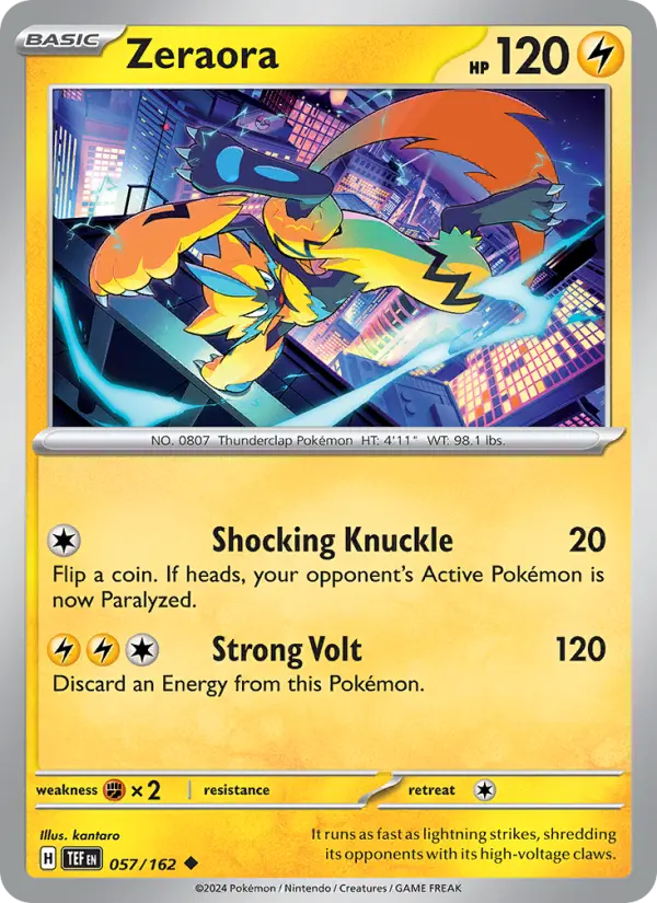 Zeraora Reverse Holo 057/162 Temporal Forces Pokémon Card