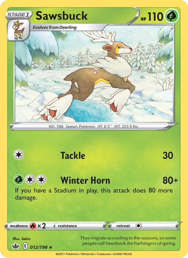 Sawsbuck Reverse Holo 012/198 Chilling Reign Pokémon Card