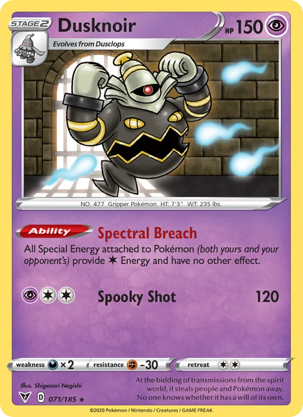 Dusknoir Reverse Holo 071/185 Vivid Voltage Pokémon Card