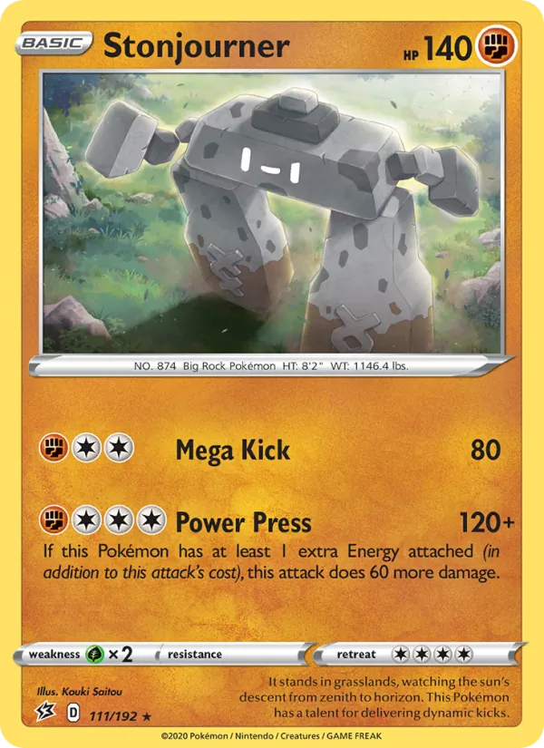 Stonjourner Reverse Holo 111/192 Rebel Clash Pokémon Card