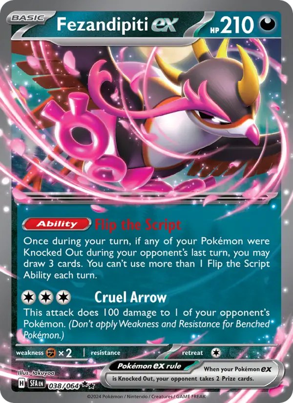 Fezandipiti ex Holo 038/64 Shrouded Fable Pokémon Card