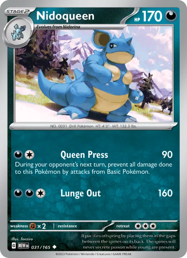 Nidoqueen Normal 031/165 151 Pokémon Card