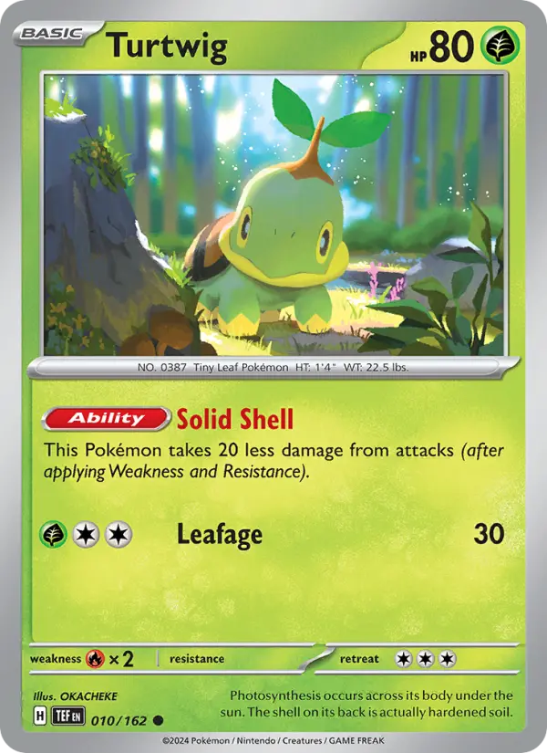 Turtwig Reverse Holo 010/162 Temporal Forces Pokémon Card