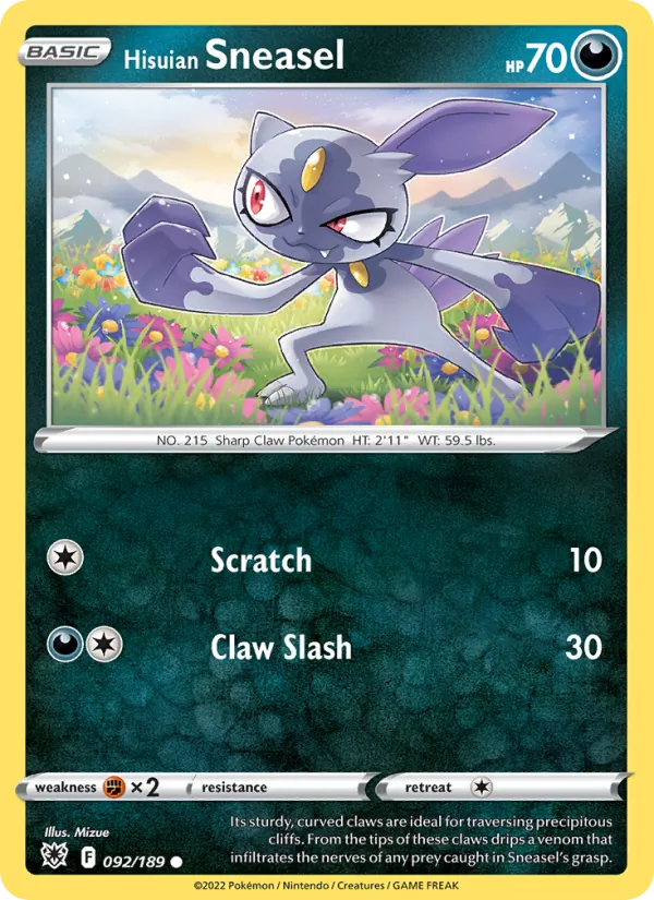 Hisuian Sneasel Reverse Holo 092/189 Astral Radiance Pokémon Card