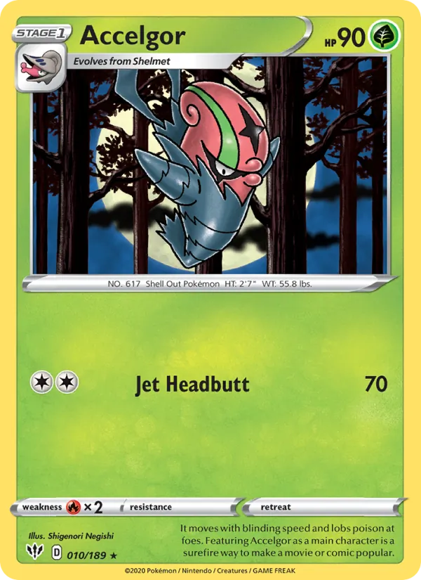 Accelgor Reverse Holo 010/189 Darkness Ablaze Pokémon Card