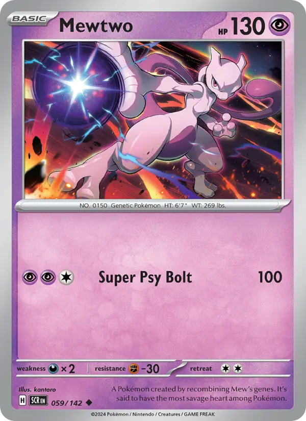 Mewtwo Reverse Holo 059/142 Stellar Crown Pokémon Card