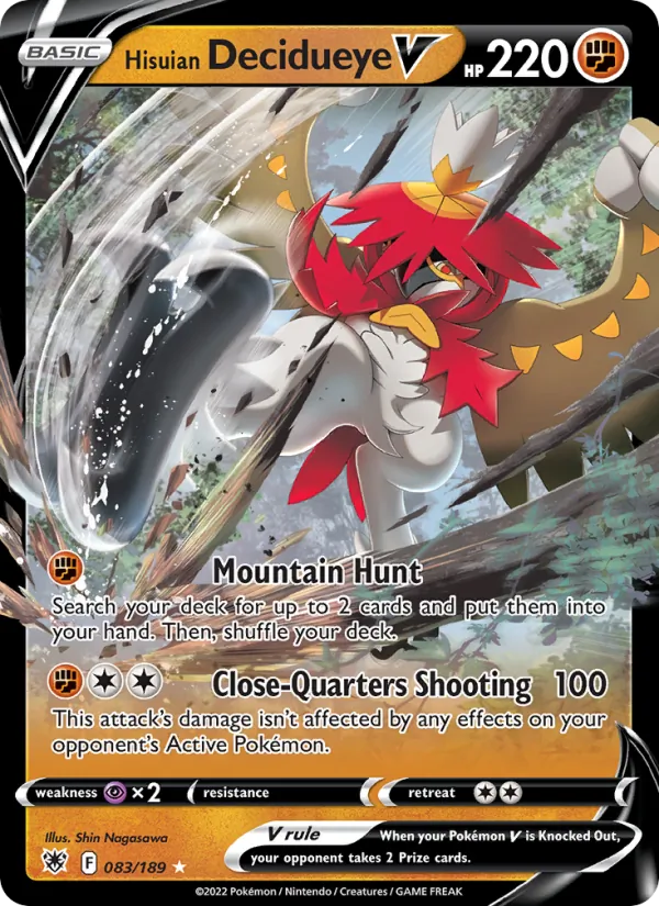 Hisuian Decidueye V Holo 083/189 Astral Radiance Pokémon Card