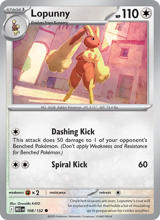 Lopunny Normal 108/132 Mega Evolution Pokémon Card