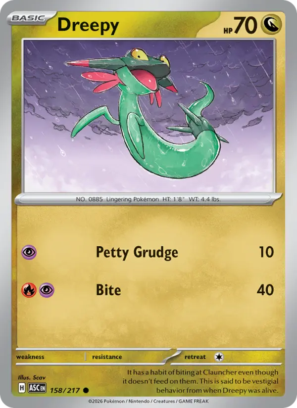 Dreepy Reverse Holo 158/217 Ascended Heroes Pokémon Card
