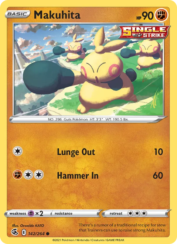 Makuhita Reverse Holo 142/264 Fusion Strike Pokémon Card