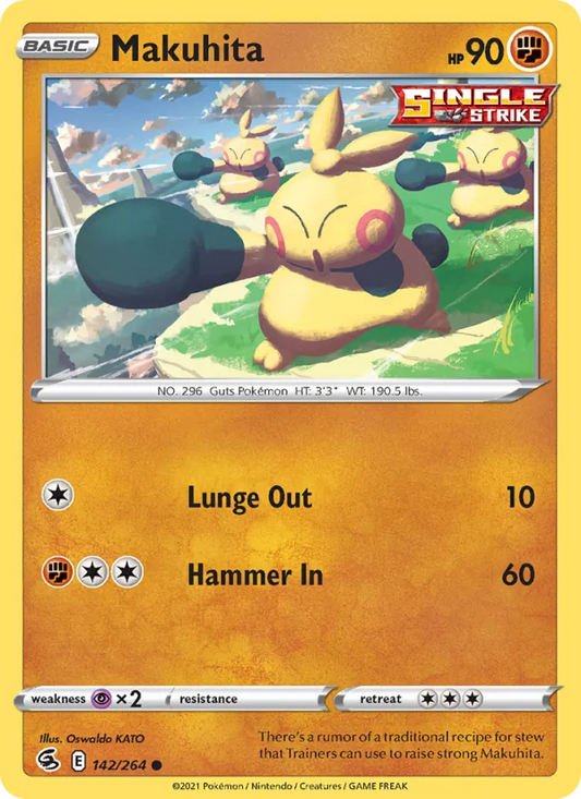 Makuhita Reverse Holo 142/264 Fusion Strike Pokémon Card