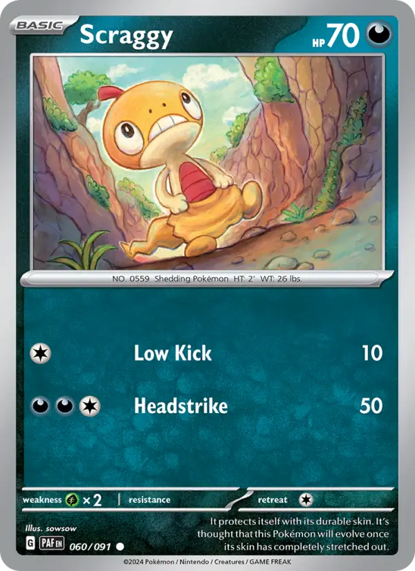 Scraggy Reverse Holo 060/91 Paldean Fates Pokémon Card