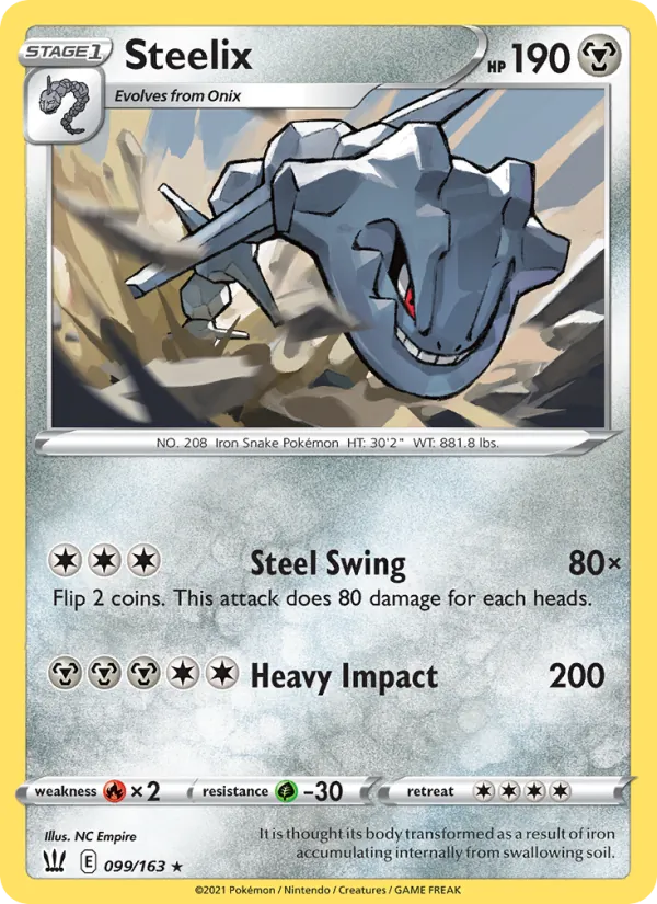 Steelix Reverse Holo 099/163 Battle Styles Pokémon Card