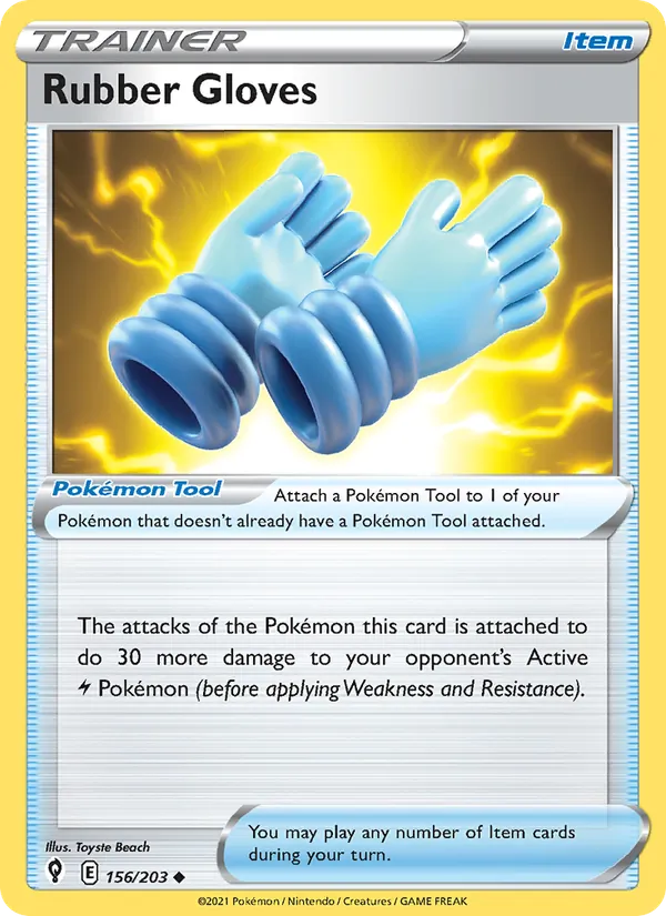 Rubber Gloves Reverse Holo 156/203 Evolving Skies Pokémon Card
