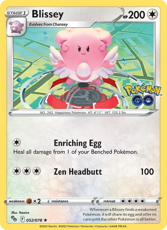 Blissey Reverse Holo 052/78 Pokémon GO Pokémon Card