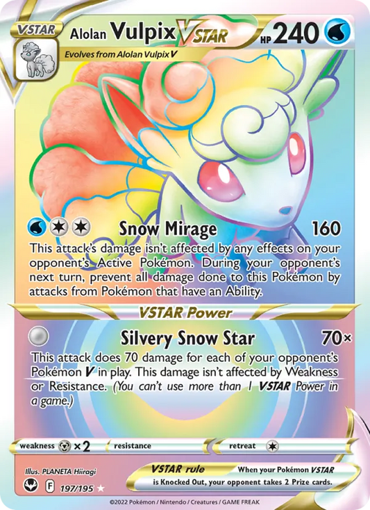 Alolan Vulpix VSTAR Holo 197/195 Silver Tempest Pokémon Card