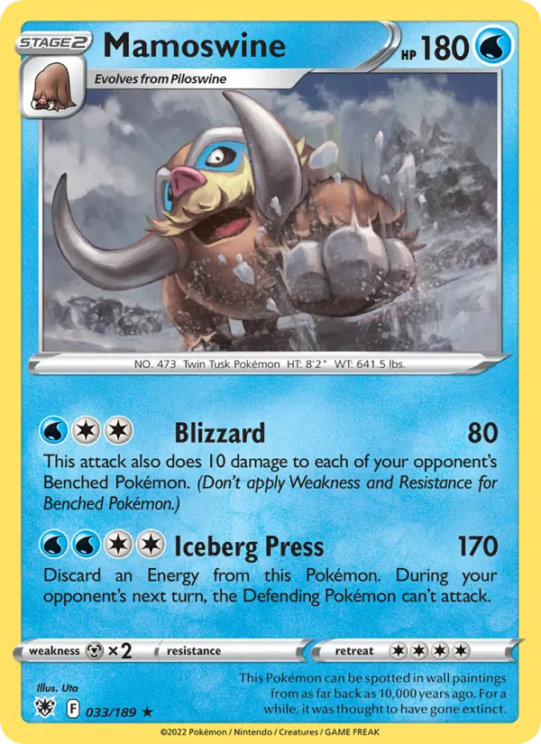 Mamoswine Reverse Holo 033/189 Astral Radiance Pokémon Card