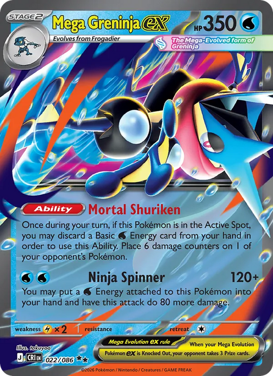 Mega Greninja ex Holo 022/86 Chaos Rising Pokémon Card